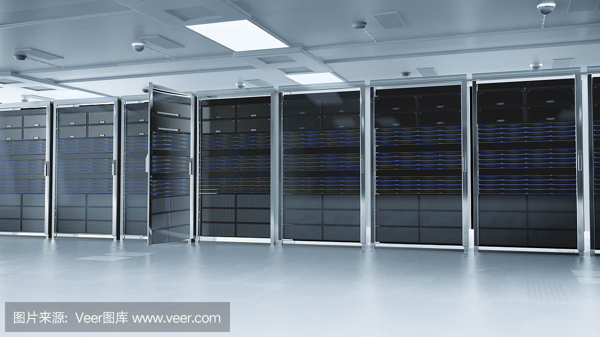 服務器室或服務器計算機。3 d渲染。